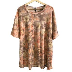 One Bone Mens Big Tall Tie Dye Scoop Tshirt Size 3 4XL Crewneck Casual